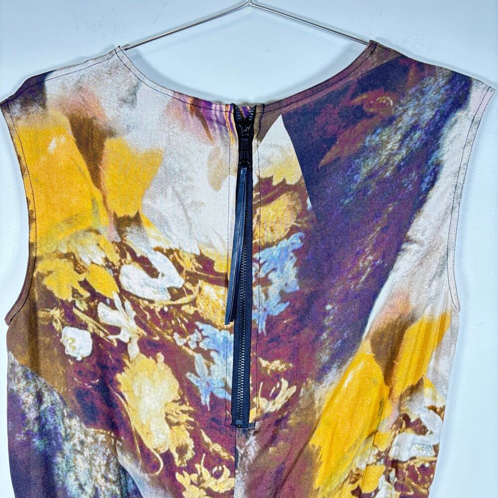 Diesel multicolor abstract print sleeveless jumpsuit with V neckline, elastic wa - Picture 5 of 9